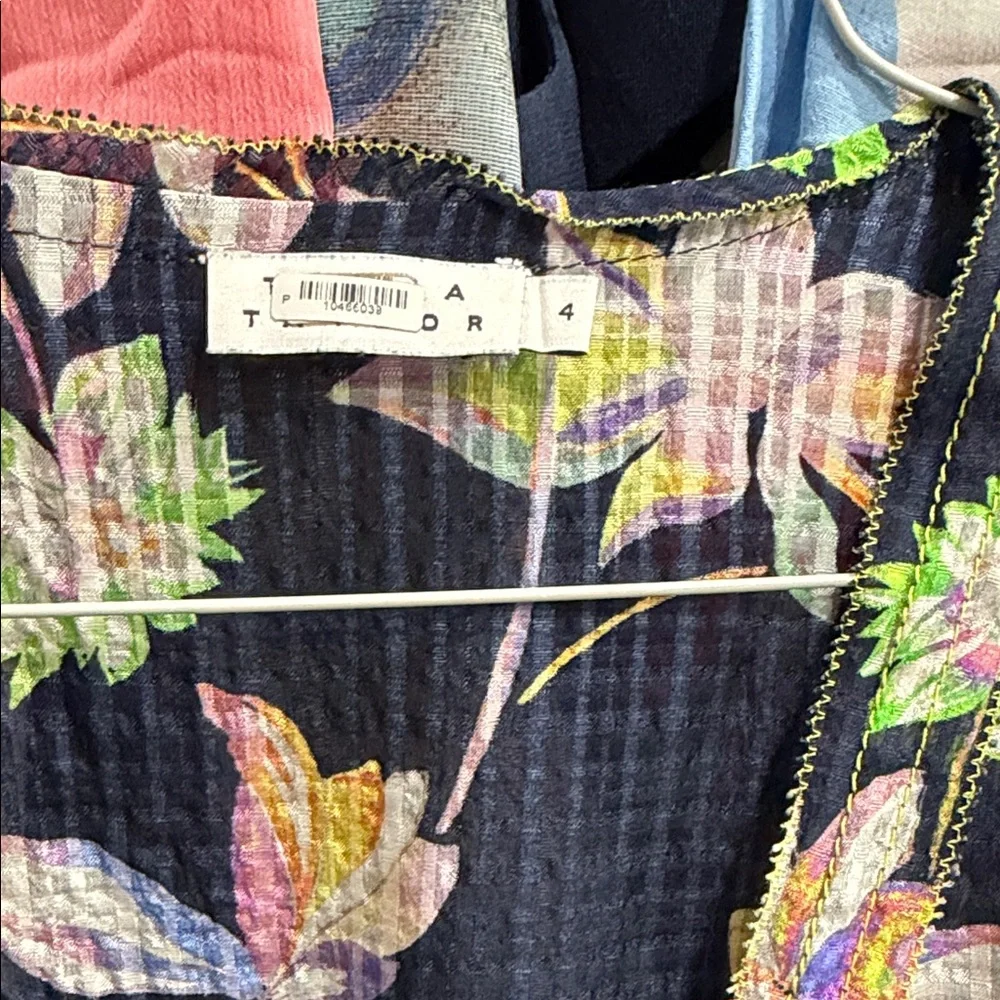 Tanya Taylor Navy Floral Mini Dress